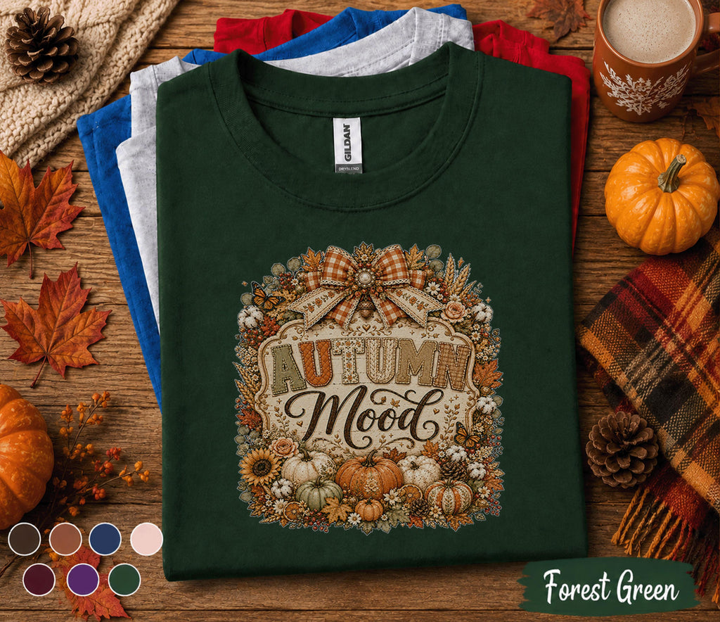 Autumn Mood Shirt Cozy Fall Pumpkin Tee Rustic Thanksgiving Shirt Cute Autumn Aesthetic Sweatshirt Harvest Season Gift for Women