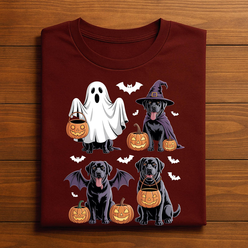 Cute Halloween Dogs Shirt with Costumes, Black Lab Ghost Bat Witch Tee, Funny Dog Lover Halloween Party Tee, Ghost Black Lab Halloween Shirt
