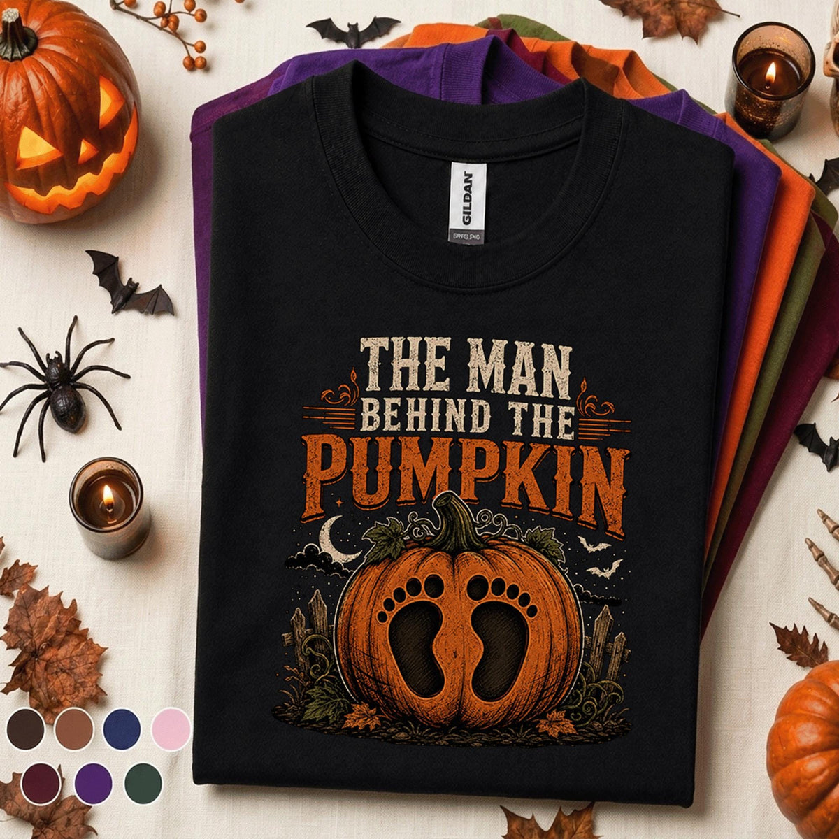 The Man Behind The Pumpkin Halloween Shirt, Funny Dad Halloween Tee