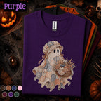 Patchwork Ghost Halloween Shirt, Cottagecore Pumpkin Ghost Tee, Vintage Quilt Spooky Season Shirt, Cozy Fall Halloween Gift for Women