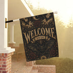 Gothic Bat Halloween Garden Flag, Welcome 2026 Moon Rose Yard Decor, Vintage Witchy Outdoor Flag, Spooky Victorian Halloween Porch Decor