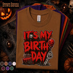It's My Birthday Halloween Shirt, Horror Birthday Party Tee, Spooky Birthday October Shirt, Skeleton Cake Gothic Halloween Gift Idea October