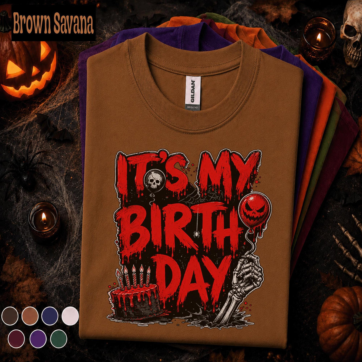 It's My Birthday Halloween Shirt, Horror Birthday Party Tee, Spooky Birthday October Shirt, Skeleton Cake Gothic Halloween Gift Idea October