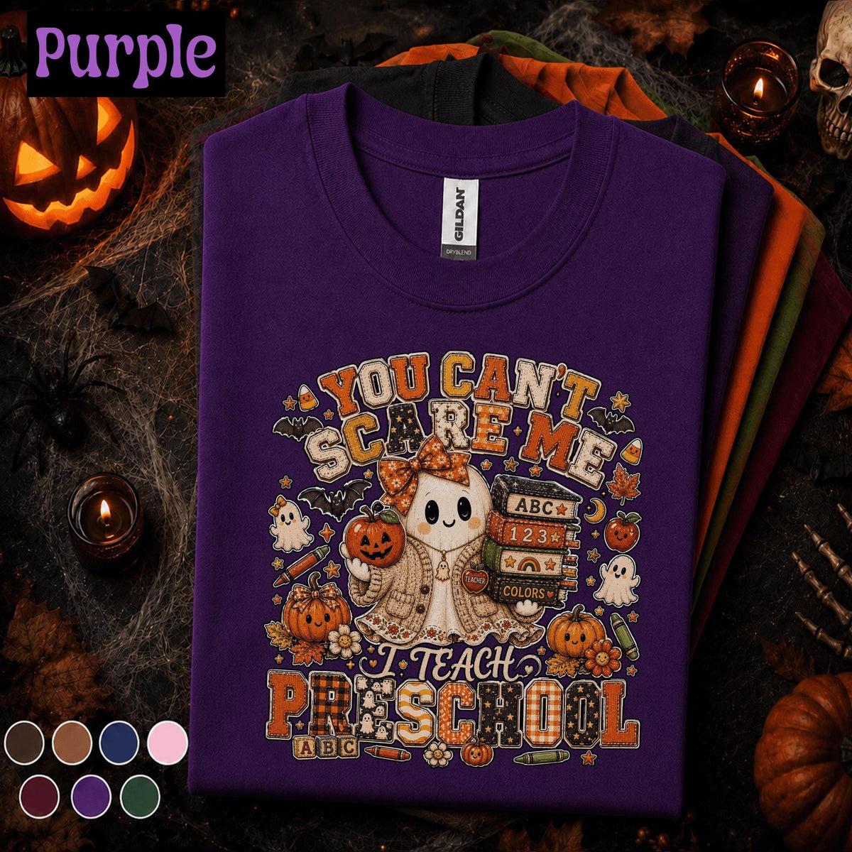 Preschool Teacher Halloween Shirt, You Cant Scare Me I Teach Preschool Tee, Cute Ghost Teacher Shirt, Spooky Classroom Fall Educator Gift