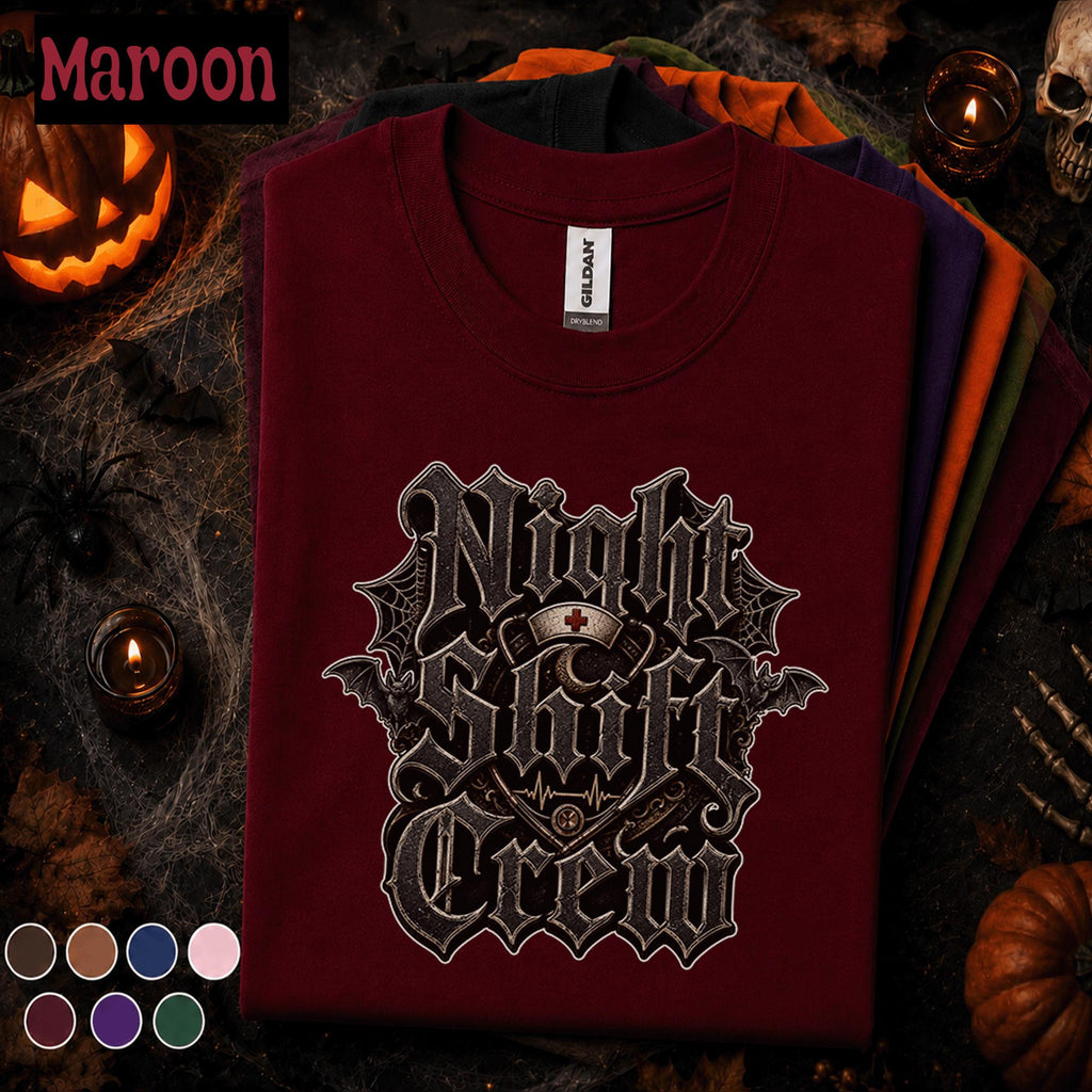 Night Shift Crew Halloween Shirt, Gothic Nurse Tee, Spooky Healthcare Worker Gift, ER Nurse Halloween T Shirt, Medical Staff Costume