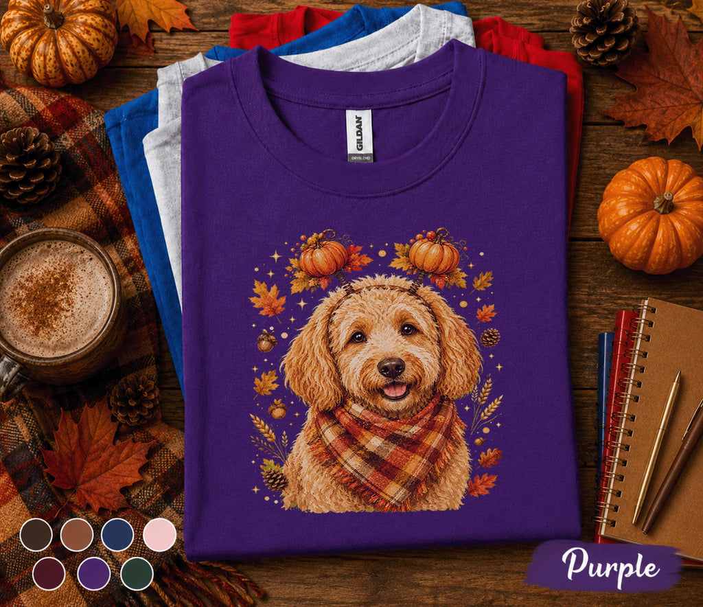 Cute Goldendoodle Fall Shirt, Autumn Dog Lover Pumpkin Tee, Cozy Doodle Dog Sweatshirt, Thanksgiving Puppy Shirt, Fall Pet Lover Gift