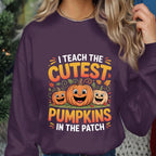 I Teach The Cutest Pumpkins In The Patch Teacher Halloween Shirt, Funny Fall Pumpkin Teacher Tee, Cute Halloween Costume Shirt For Educators