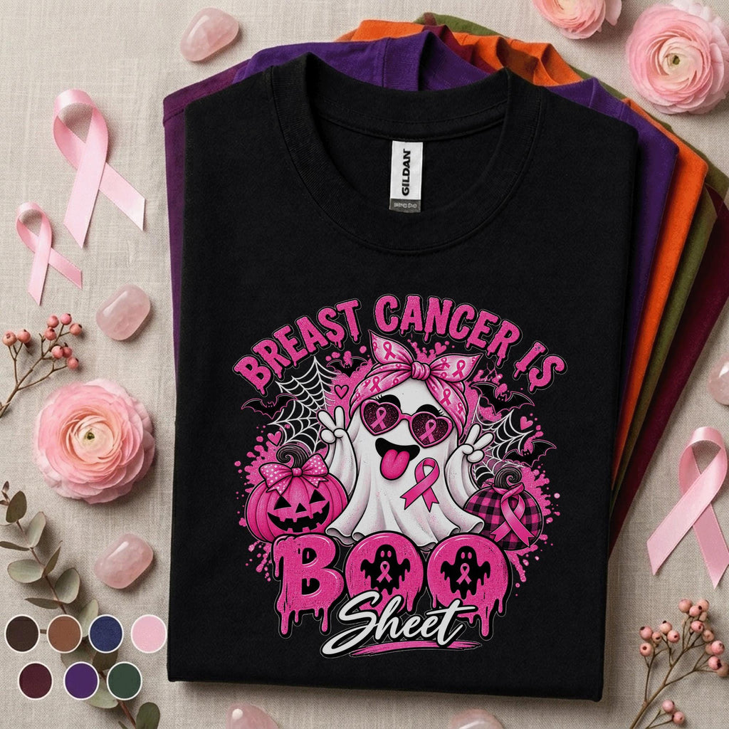 Breast Cancer Awareness Halloween Shirt, Breast Cancer Is Boo Sheet Ghost Tee