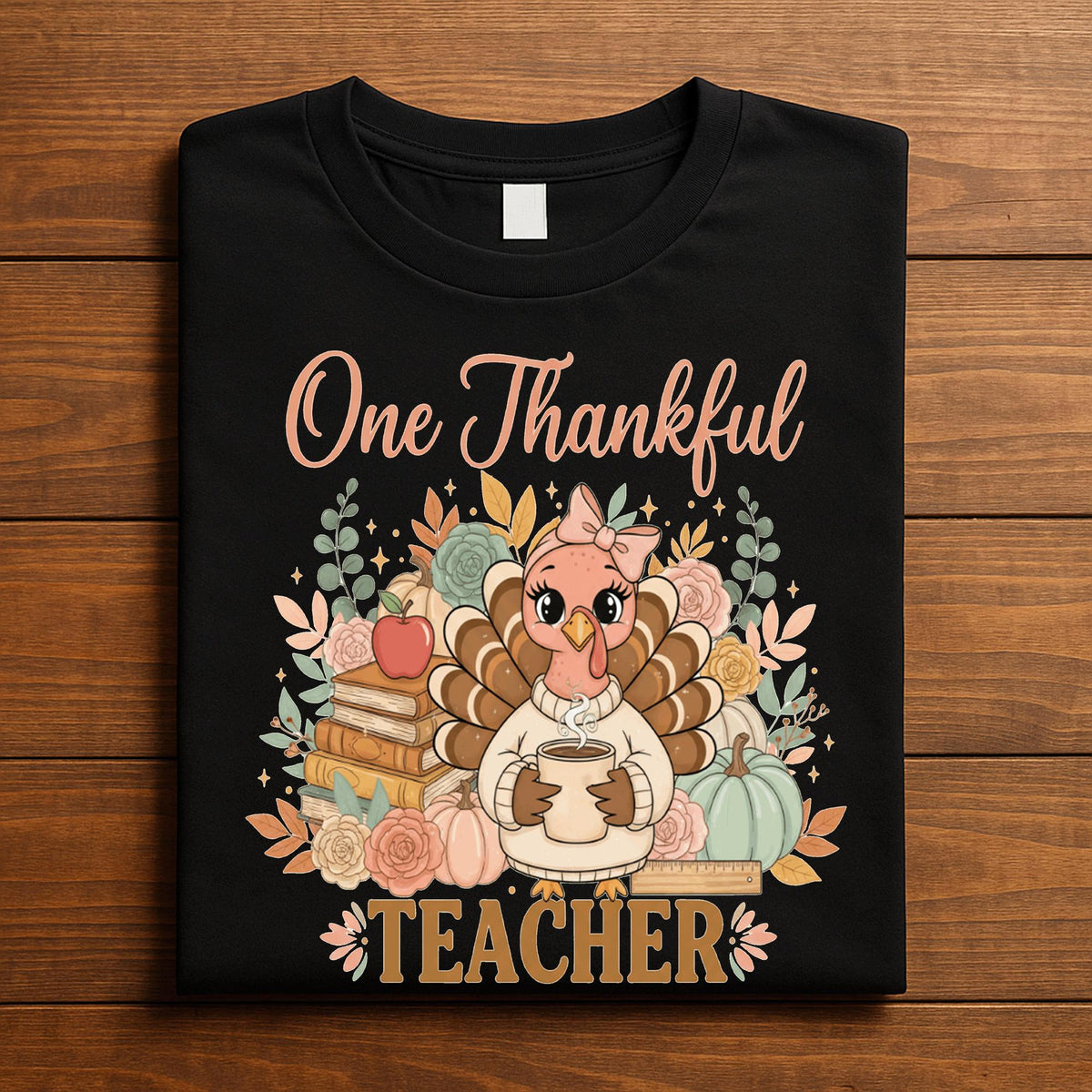 One Thankful Teacher Shirt, Turkey Thanksgiving Teacher Shirt