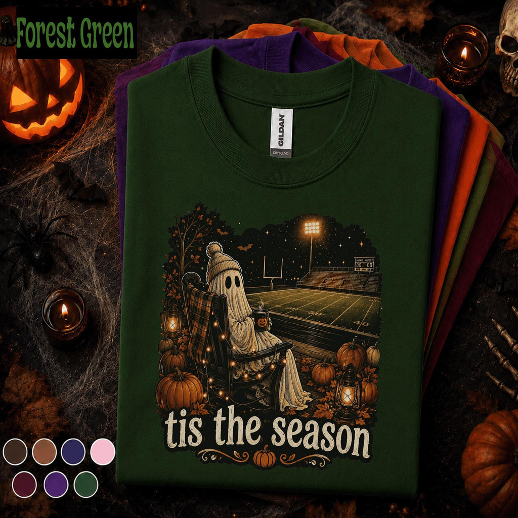 Tis the Season Football Halloween Shirt, Spooky Ghost Game Day Tee, Fall Football Shirt, Pumpkin Sports Fan Gift, Autumn Stadium Tee