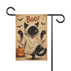 Black Cat Ghost Halloween Garden Flag, Cute Boo Yard Decor, Funny Cat Costume Flag, Pumpkin Spooky Outdoor Porch Garden Decoration