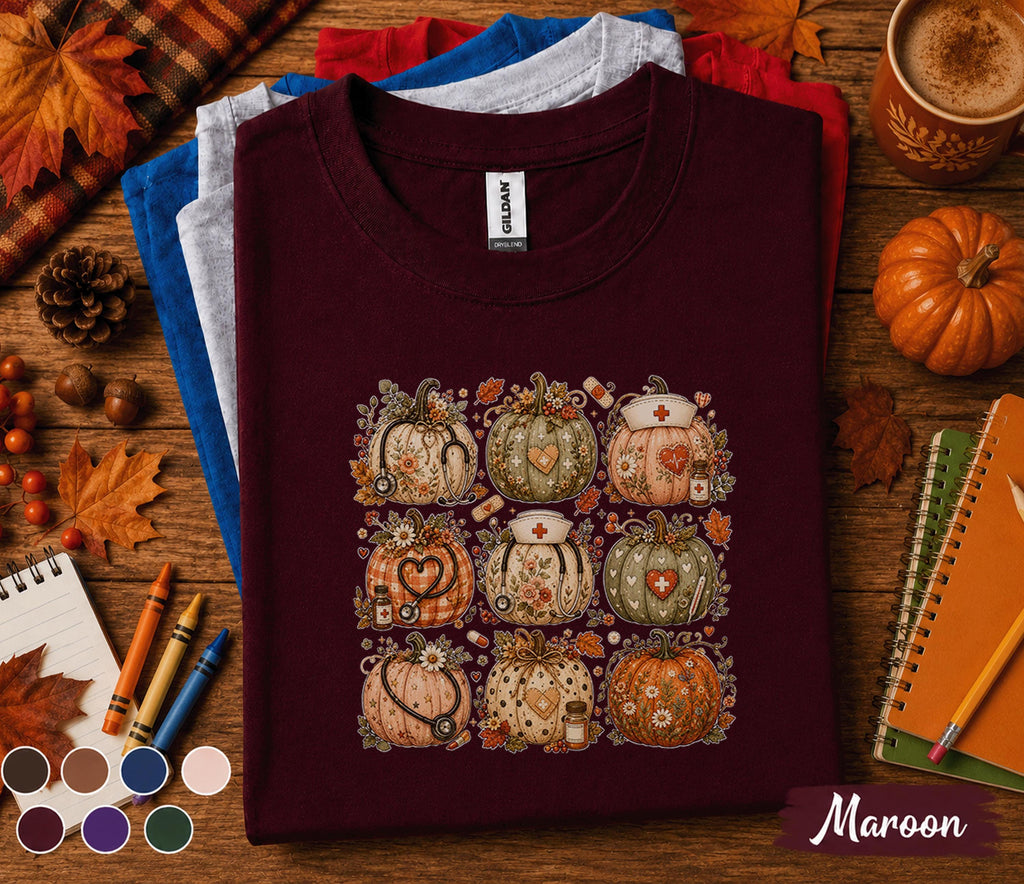 Fall Nurse Pumpkin Shirt, Cute Nurse Pumpkin Tee, Autumn Nurse Shirt, RN Halloween Fall Tee, Medical Pumpkin Sweatshirt, Nurse Gift Idea