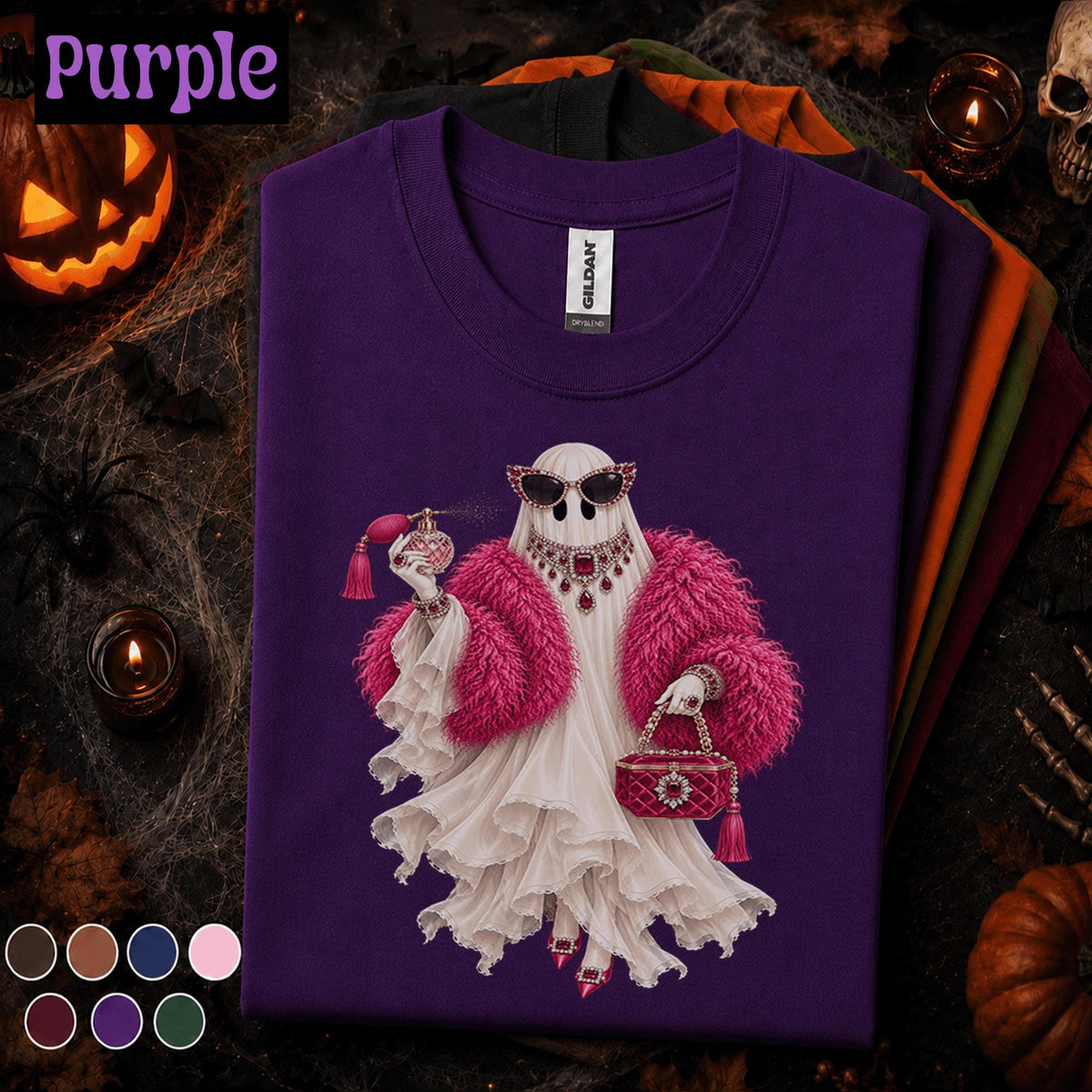Glam Ghost Halloween Shirt, Pink Fashionista Ghost Tee, Luxury Spooky Season Shirt, Girly Halloween, Fabulous Ghost Gift for Women