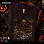 All Booked for Halloween Shirt, Gothic Black Cat Book Lover Tee, Witchy Library Shirt, Dark Academia Reader Gift, Spooky Autumn Bookish Tee