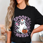 Spooky Nurse Shirt Funny Halloween Nurse Tee With Pumpkin Syringe Costume Outfit Cute Ghost Medical Shirt For Healthcare, Nurse Halloween