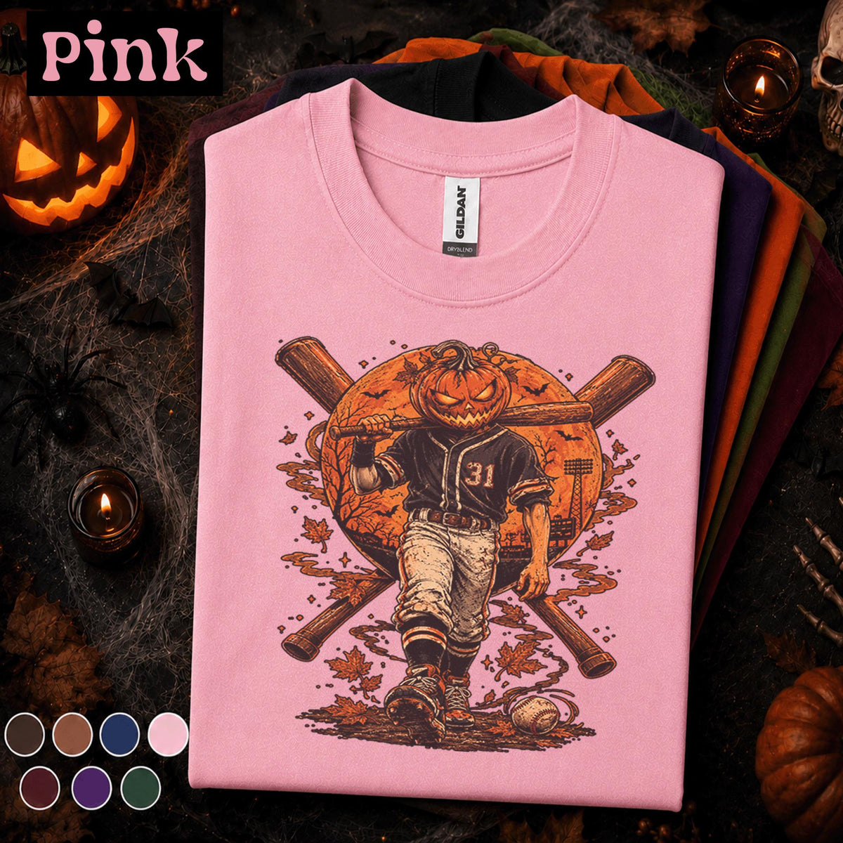 Halloween Baseball Shirt, Pumpkin Head Player Tee, Spooky Baseball Game Day Shirt, Jack O Lantern Sports Gift, Fall Baseball Fan Tee