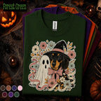 Halloween Dachshund Shirt, Ghost Dog Tee, Witchy Wiener Dog Tshirt, Spooky Floral Dog Lover Gift, Cute Halloween Pet Shirt