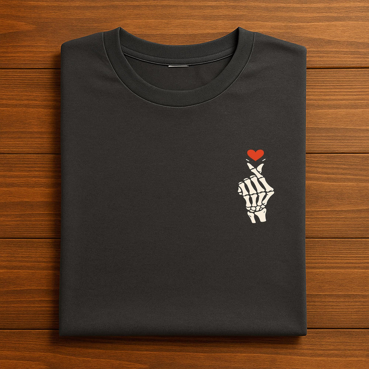 Skeleton Finger Heart Shirt, Halloween Skeleton Heart Tee, Gothic Skeleton Love Shirt, Spooky Heart Hand Sign Top, Halloween Valentine Gift