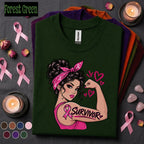 Breast Cancer Survivor Shirt, Strong Woman Pink Ribbon Tee, Breast Cancer Awareness Month Shirt, Warrior Fighter Gift for Women