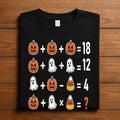 Teacher Halloween Math Puzzle Shirt Pumpkin Ghost Teacher Tee, Funny Spooky Teacher Tee