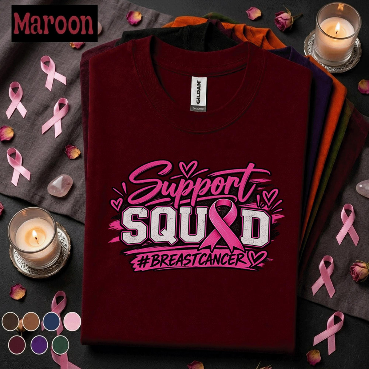 Breast Cancer Awareness Shirt, Support Squad Pink Ribbon Tee, Breast Cancer Support Team Shirt, October Awareness Walk Family Gift Tee