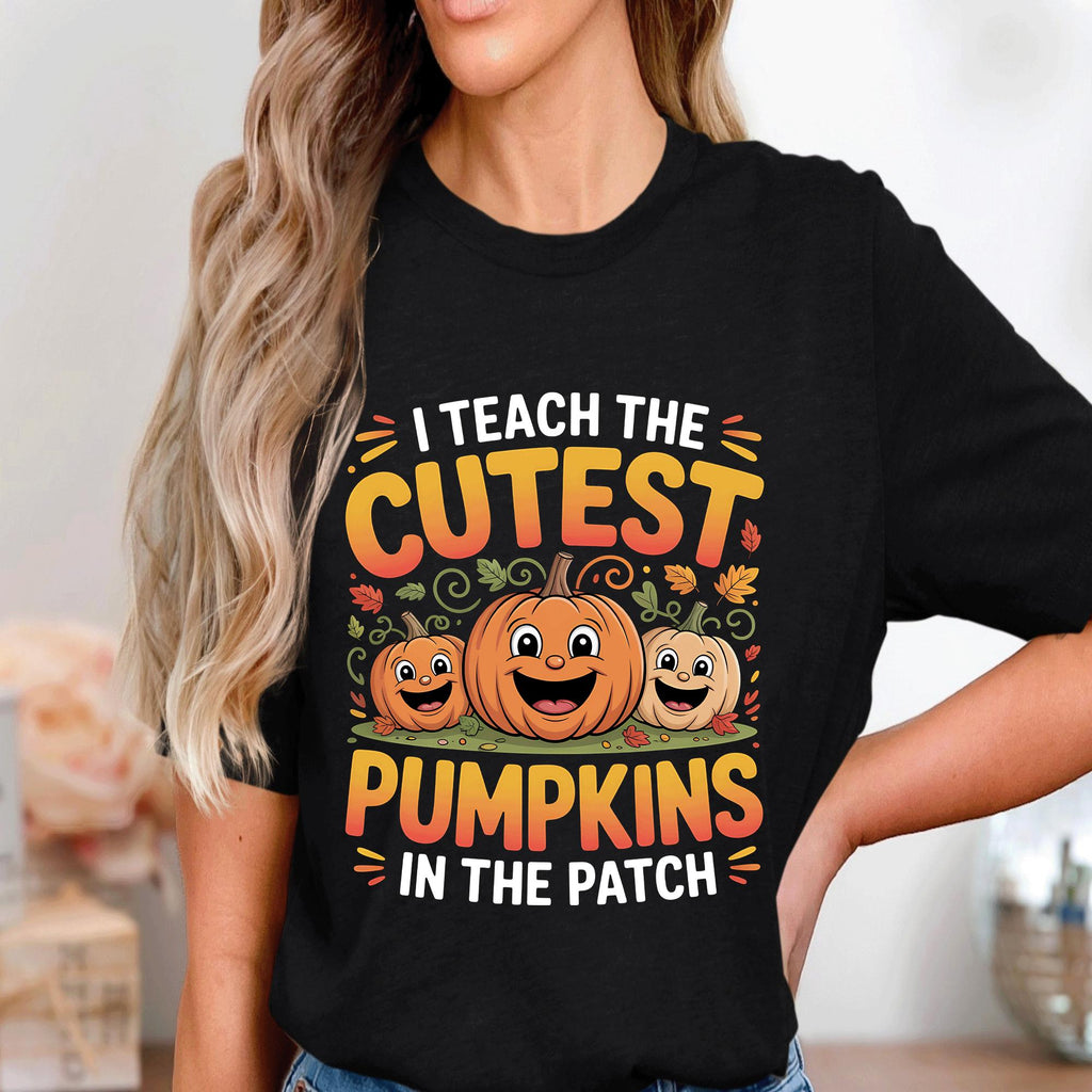 I Teach The Cutest Pumpkins In The Patch Teacher Halloween Shirt, Funny Fall Pumpkin Teacher Tee, Cute Halloween Costume Shirt For Educators
