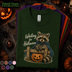 Waiting for Halloween Raccoon Shirt, Cute Raccoon Tee, Pumpkin Trick or Treat Shirt, Vintage Spooky Season Halloween Gift