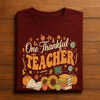 Fall Thankful Grateful Blessed Teacher Tee Autumn Thanksgiving Pumpkin Tee, One Thankful Teacher Shirt, Gift Teacher Thanksgiving Sweatshirt