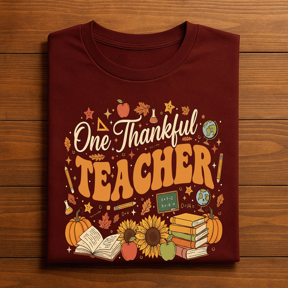 Fall Thankful Grateful Blessed Teacher Tee Autumn Thanksgiving Pumpkin Tee, One Thankful Teacher Shirt, Gift Teacher Thanksgiving Sweatshirt