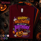 Happy Halloween Its My Birthday Shirt, Spooky Birthday Pumpkin Tee, Witch Ghost Halloween Party Shirt, October Birthday Girl Gift Tee