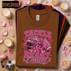 Breast Cancer Awareness Football Shirt, Tackle Breast Cancer Tee, Pink Ribbon Football Shirt, Pink Out Game Day Support Gift for Women