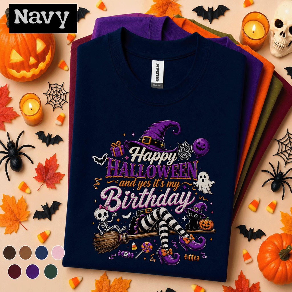 Happy Halloween Its My Birthday Shirt, Halloween Birthday Girl Tee, Witch Ghost Skeleton Pumpkin Shirt, Spooky October Birthday Gift