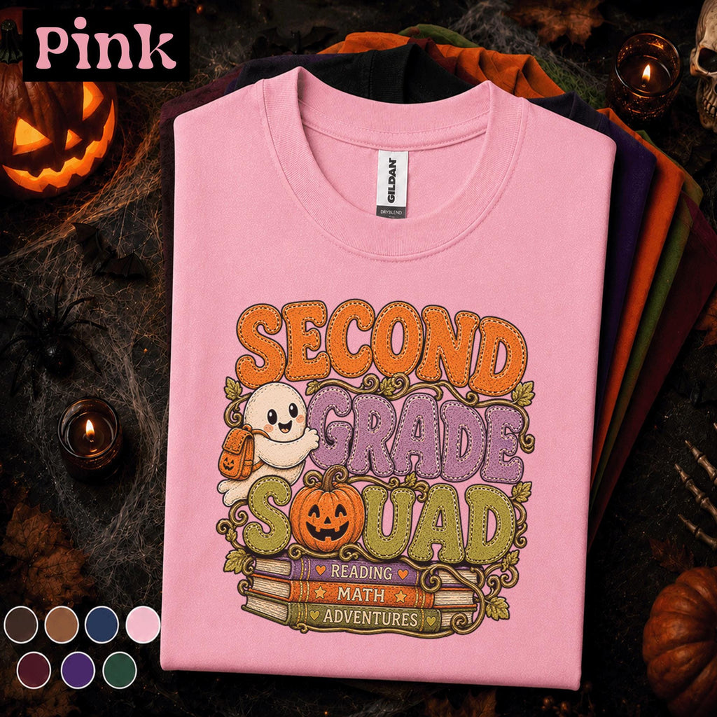 Second Grade Squad Halloween Shirt, Teacher Ghost Pumpkin Tee, 2nd Grade Teacher Shirt, Spooky School Team Tee, Fall Classroom Gift