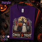 Chick or Treat Halloween Shirt, Funny Chicken Halloween Tee, Spooky Farm T Shirt, Chicken Lover Gift, Ghost Pumpkin Costume Tee