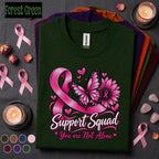 Breast Cancer Awareness Shirt, Support Squad Pink Ribbon Tee, You Are Not Alone Shirt, Butterfly Cancer Fighter Support Gift for Women