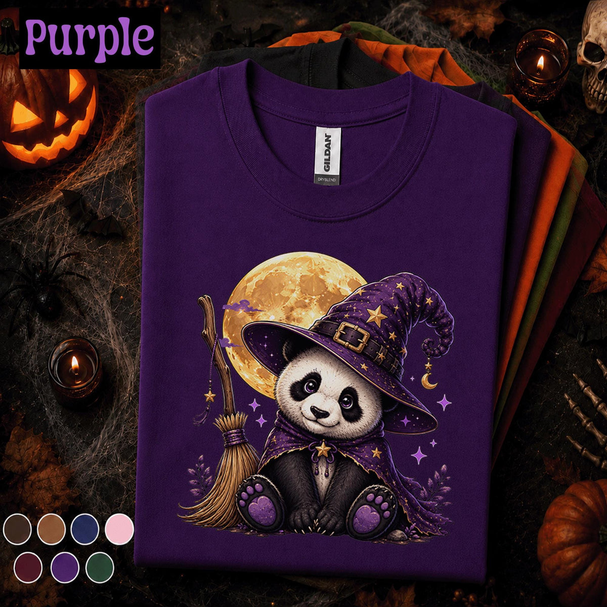 Halloween Panda Shirt, Witch Panda T Shirt, Cute Spooky Season Tee, Moon Broom Shirt, Panda Lover Halloween Gift, Witchy Fall Tee