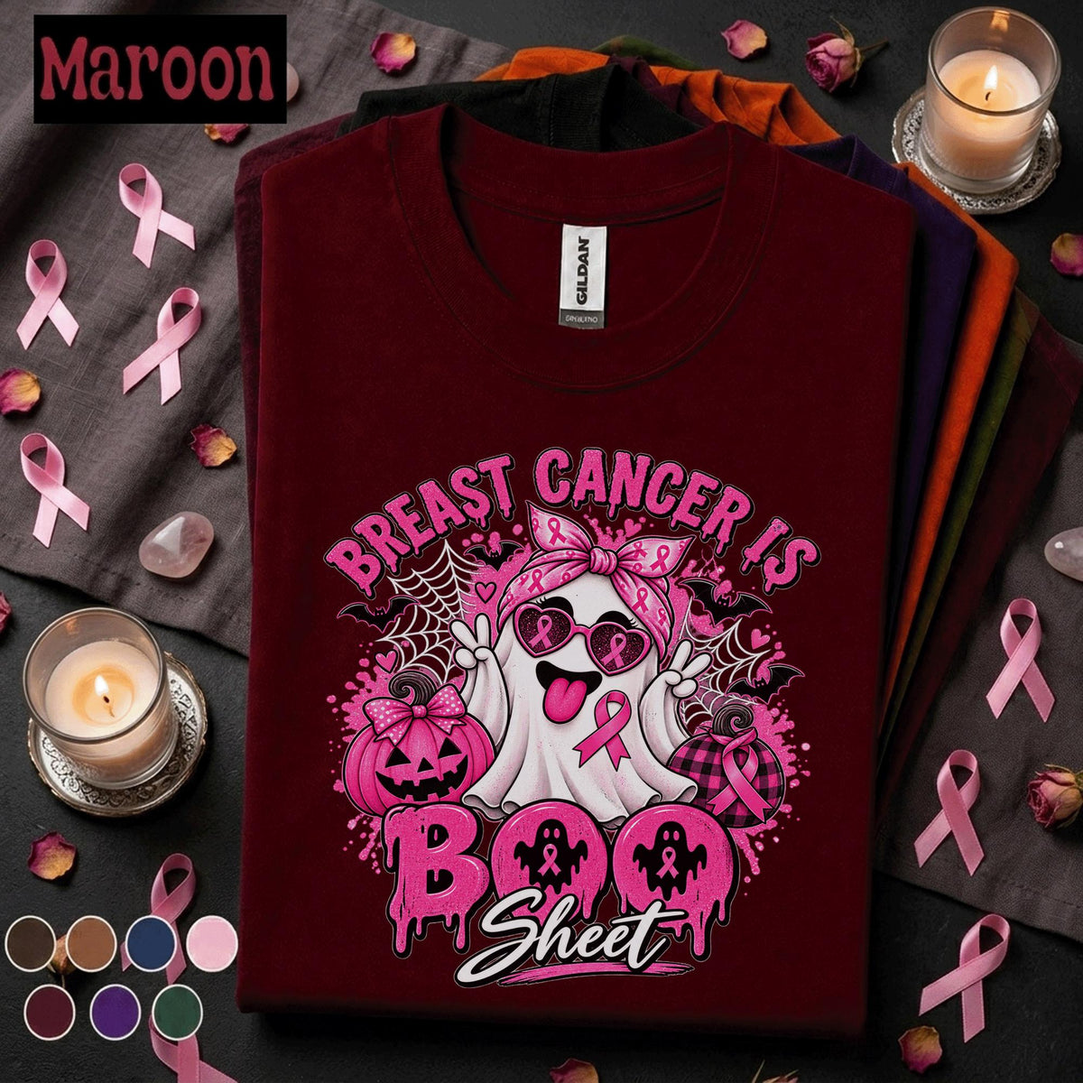 Breast Cancer Awareness Halloween Shirt, Breast Cancer Is Boo Sheet Ghost Tee, Pink Ribbon Spooky Season Shirt, October Warrior Gift Tee