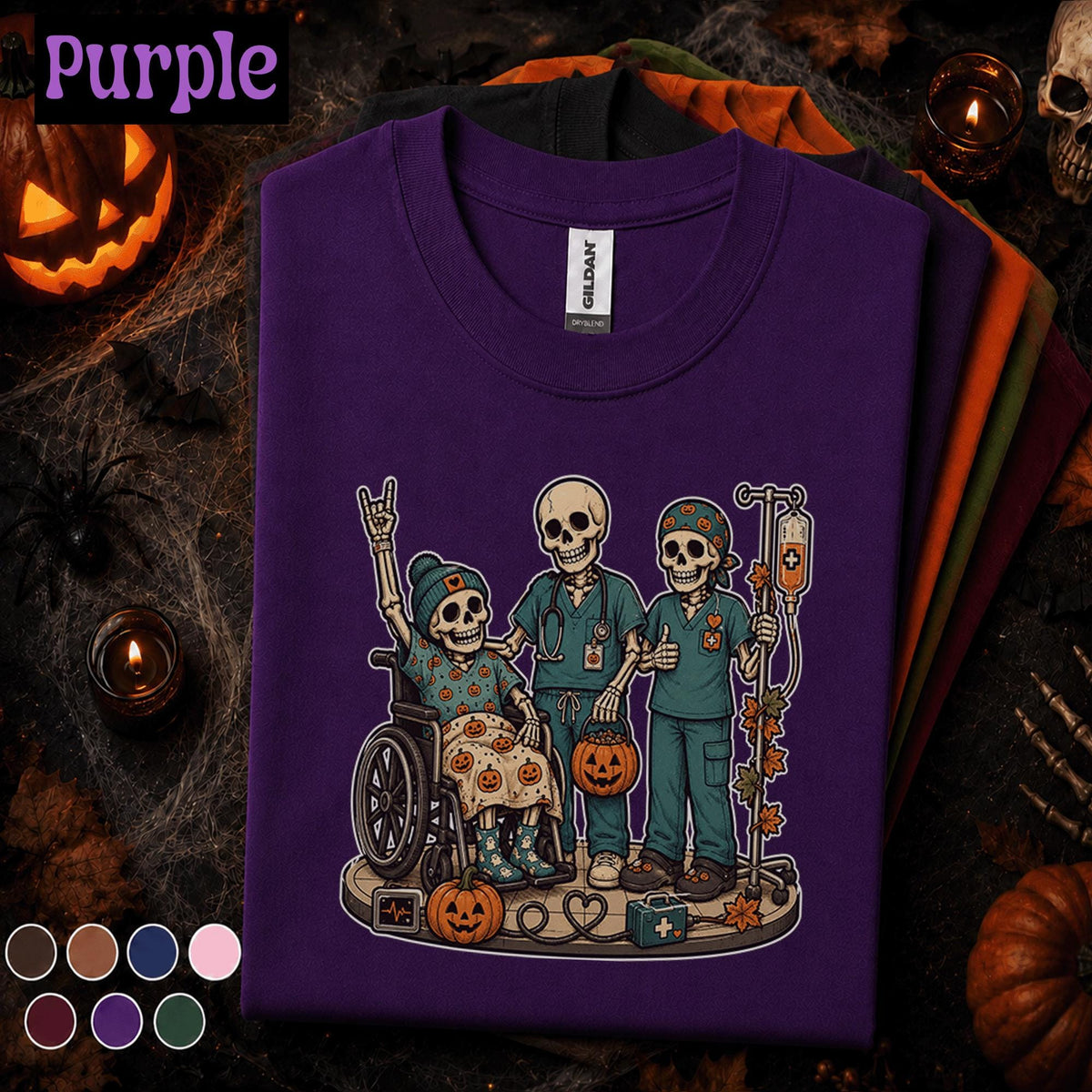 Healthcare Halloween Shirt, Skeleton Nurse Crew Tee, Spooky Medical Team Gift, Nurse Patient Halloween Shirt, Hospital Staff Fall Tee