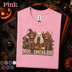 Moo I Mean Boo Halloween Shirt, Highland Cow Ghost Tee, Funny Farm Halloween Gift, Pumpkin Cow Shirt, Cute Spooky Fall Tee