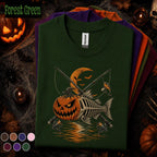 Halloween Fishing Shirt, Pumpkin Fish Skeleton Tee, Spooky Fisherman Shirt, Jack O Lantern Fishing Gift, Angler Halloween Tee