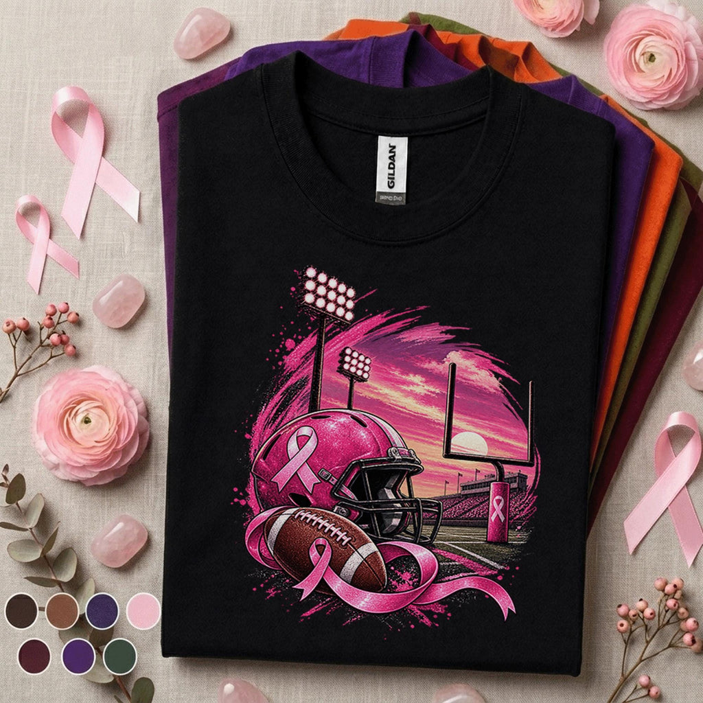 Breast Cancer Awareness Football Shirt, Pink Ribbon Game Day Tee