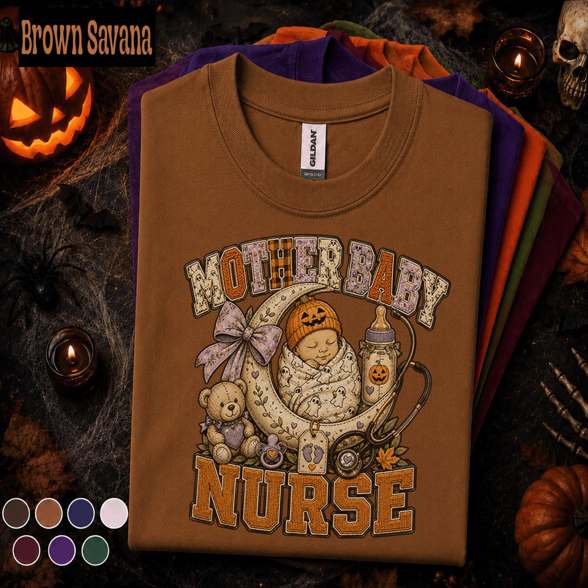 Mother Baby Nurse Halloween Shirt, Labor Delivery Nurse Tee, Newborn Nurse Gift, Spooky Maternity Nursing Shirt, Cute Fall Healthcare Tee