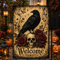 Halloween Garden Flag, Gothic Raven Skull Decor