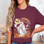 Vintage Ghost Umbrella Shirt, Cute Spooky Halloween Spirit Tee, Floral Haunted Season Top, Halloween Shirts, Women Halloween Sweatshirt Girl