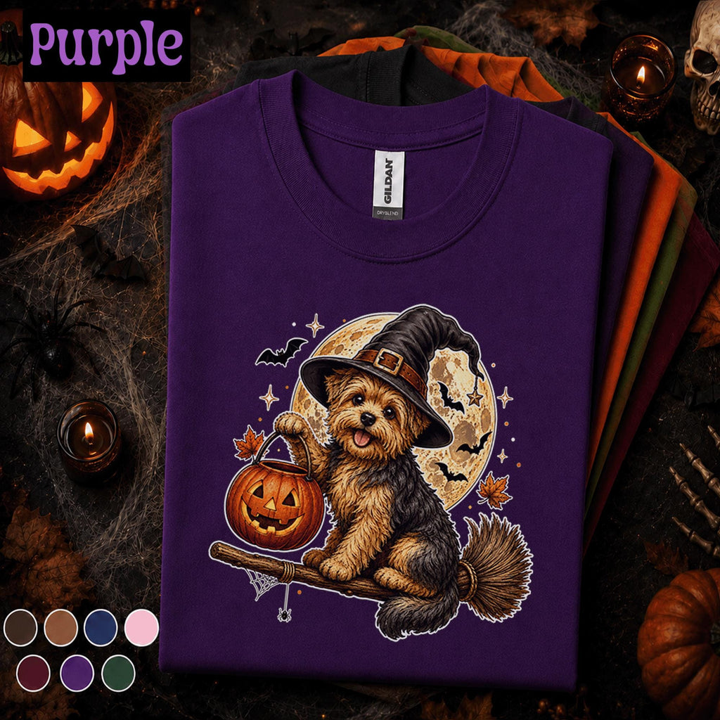 Yorkie Halloween Shirt, Witch Dog Pumpkin Tee, Cute Yorkshire Terrier Halloween Gift, Spooky Dog Mom Shirt, Puppy Tee