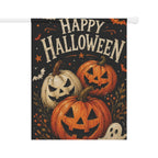 Happy Halloween Garden Flag, Pumpkin Jack O Lantern Yard Decor, Cute Ghost Spooky Flag, Vintage Orange Black Outdoor Porch Decoration