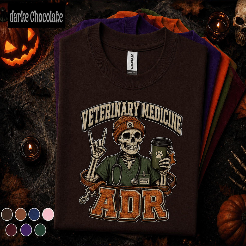 Veterinary Medicine ADR Halloween Shirt, Skeleton Veterinarian Tee, Spooky Vet Tech Gift, Animal Doctor Shirt, Funny Vet Clinic Fall Tee