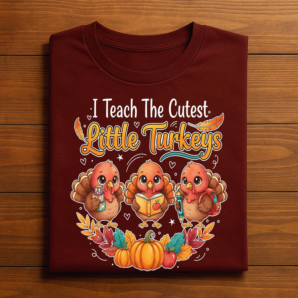 Thanksgiving Teacher Shirt Preschool I Teach The Cutest Little Turkey Autumn Fall Classroom Outfit Tee, Gift Teacher ...