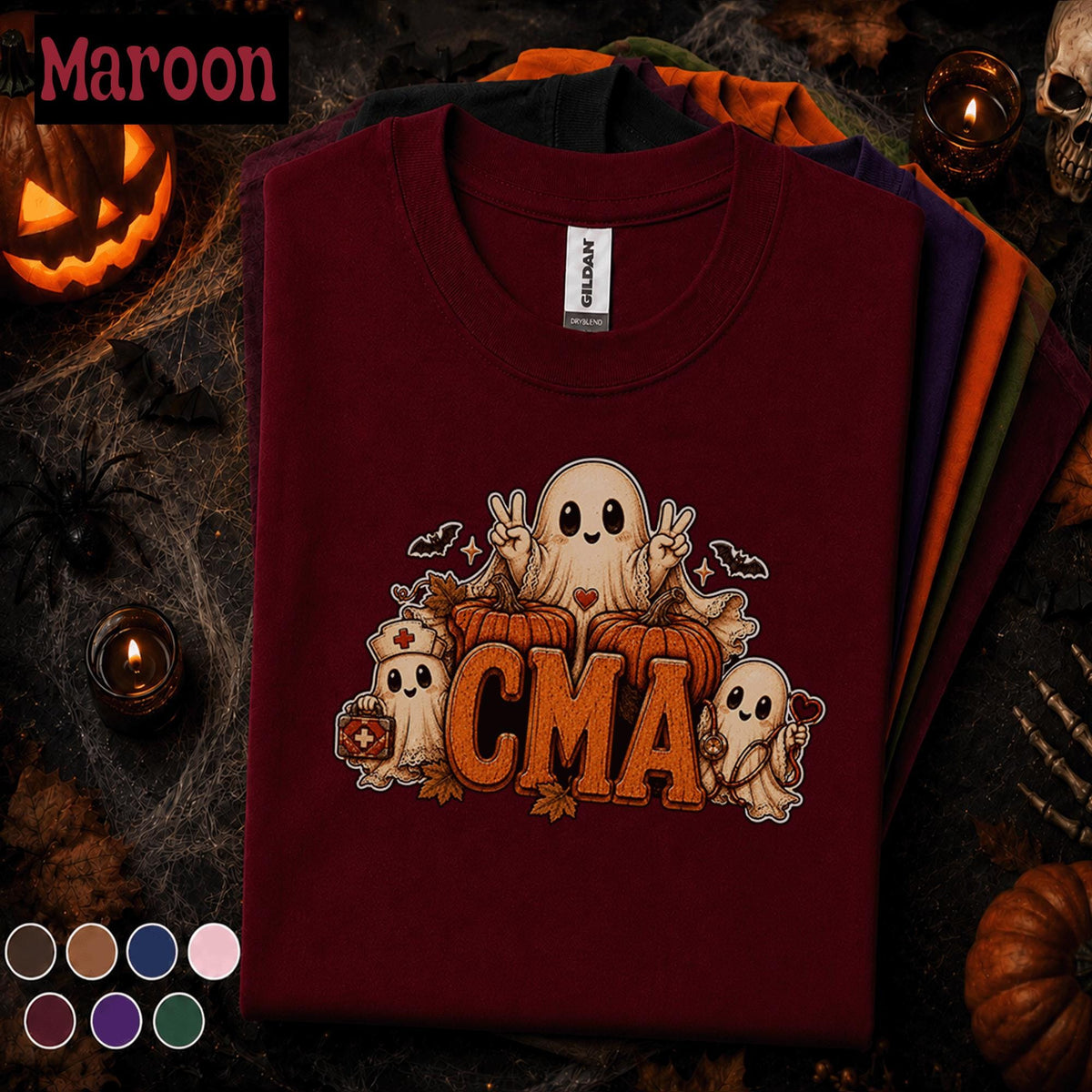 CMA Halloween Shirt, Certified Medical Assistant Ghost Tee, Spooky Healthcare Worker Gift, Cute Medical Assistant Fall Nursing T-Shirt