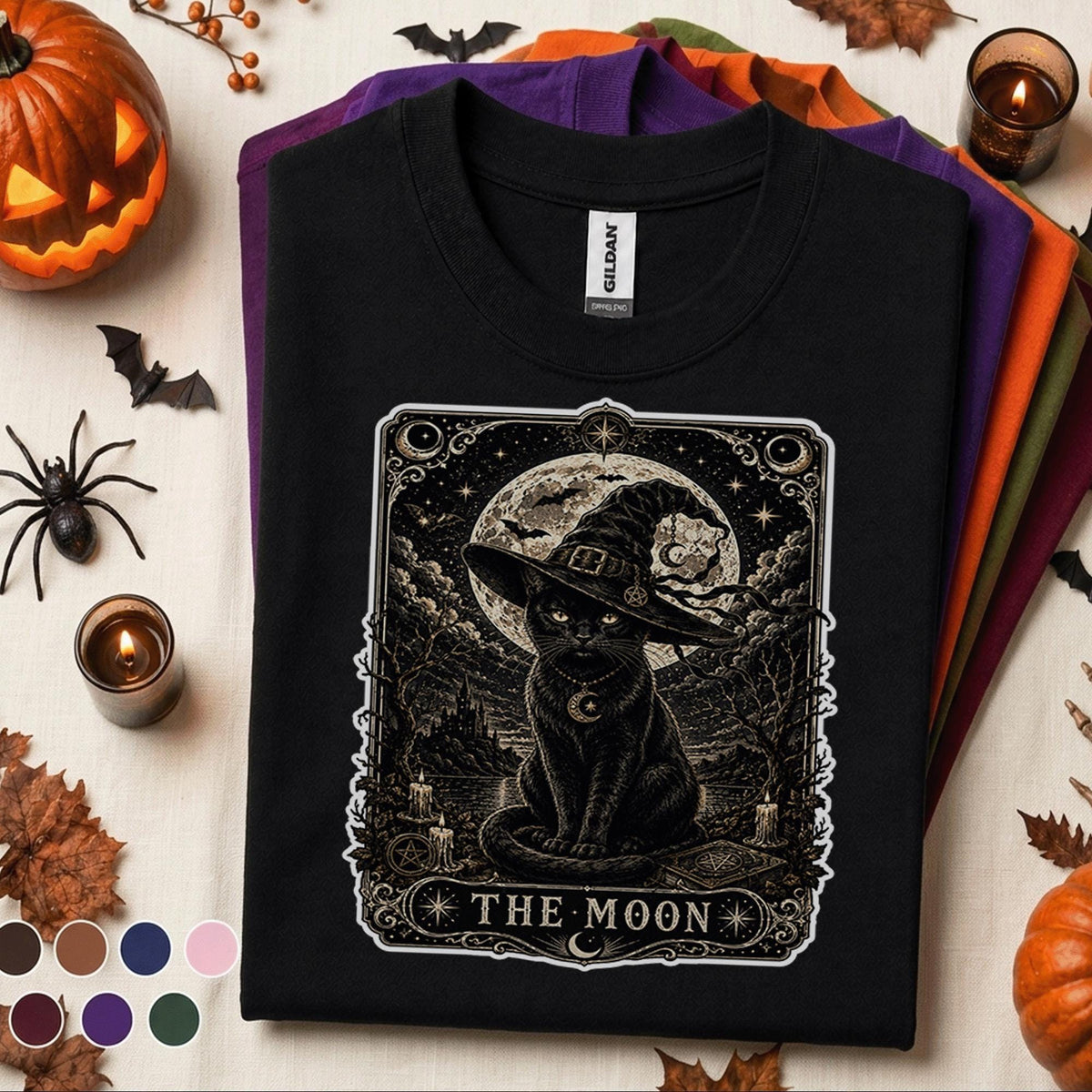 Black Cat Halloween Shirt, Witch Cat Tarot T Shirt